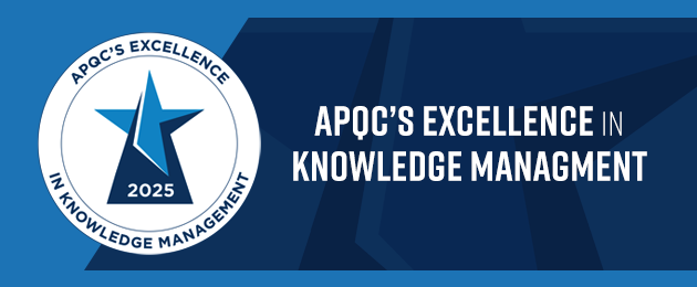 Image of a blue banner that has the 2025 Excellence in Knowledge Management logo on it.