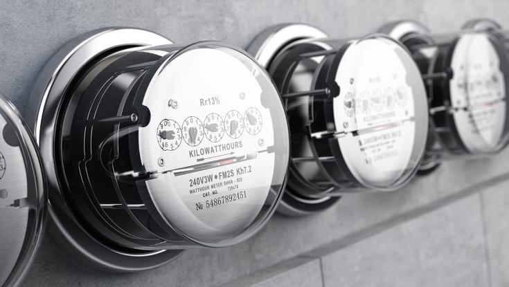 Row of utility meters