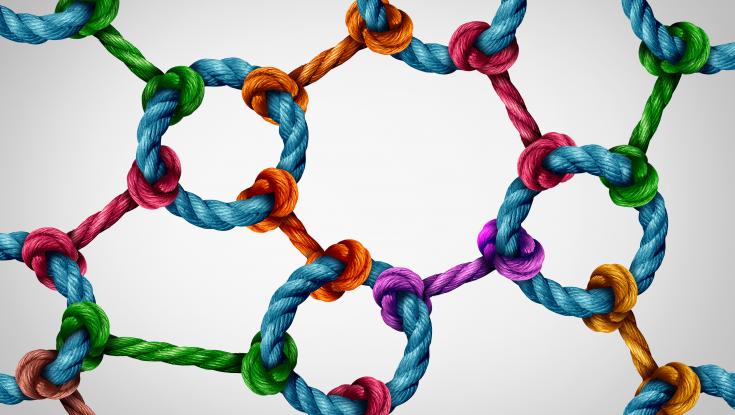 A bunch of ropes being tied together