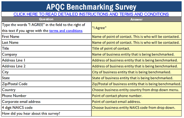 Image showing how to correctly fill out the demographics portion of the APQC OSB surveys