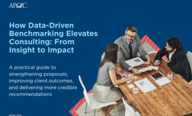 Picture of the cover of a piece called How data driven benchmarking elevates consulting