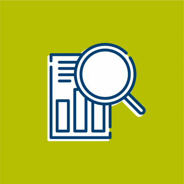 Icon_GEN_BenchmarkingAndPerformance A picture of a magnifying glass looking up close at metrics