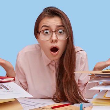 graphic, woman upset about uncollectable balance